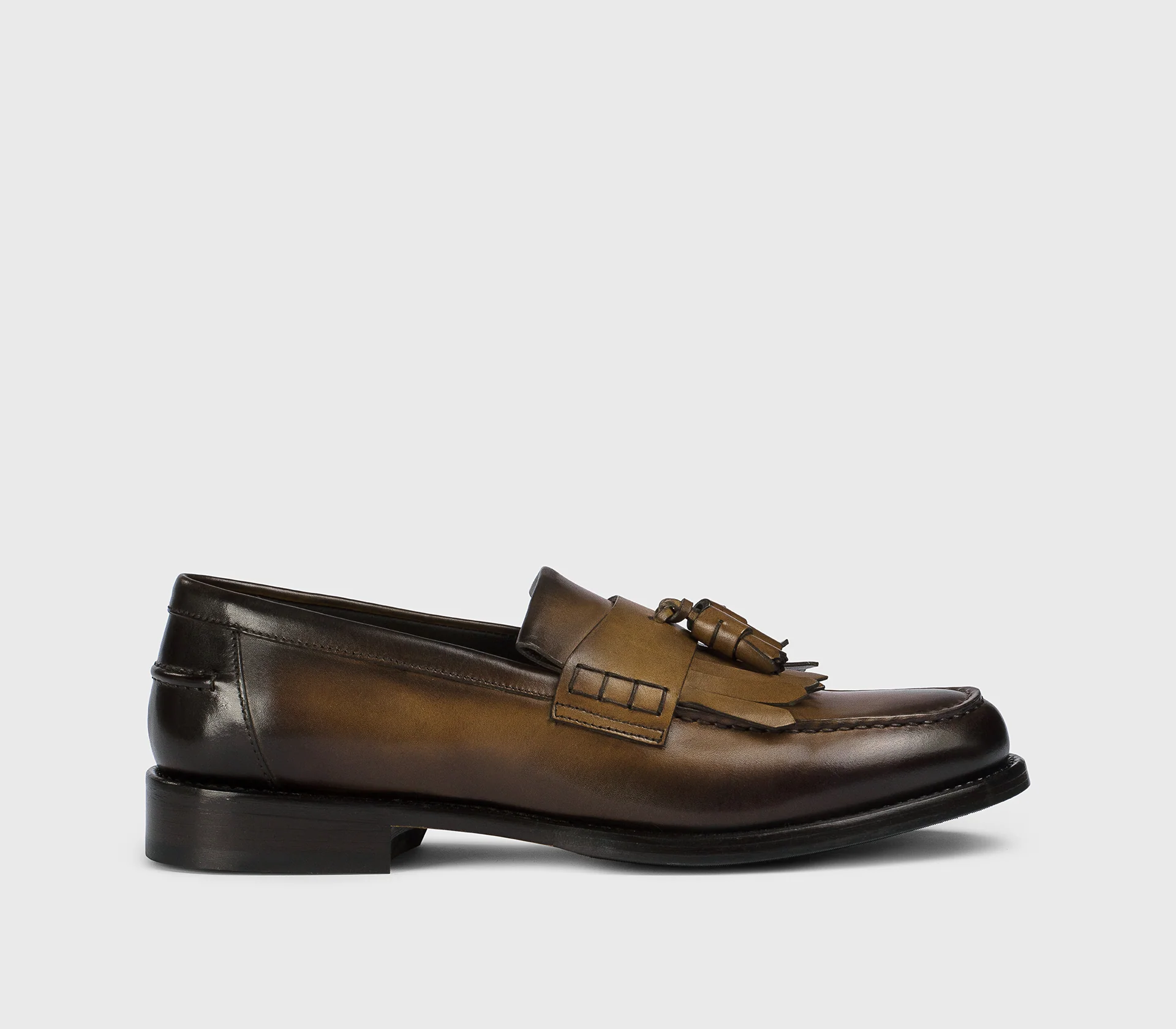 DU3498BRANUF159TM45 - Mocassino con nappine e frangia in pelle marrone "wood" - immagine 2