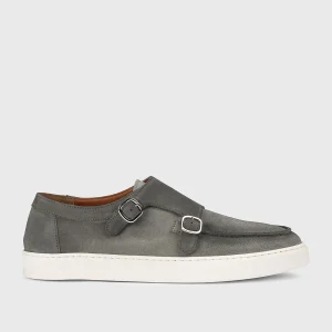 DU3548STEVUY260EN22 - Mocassino doppia fibbia in suede grigio "iron"