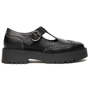 NeroGiardini Mary Jane Platform in Pelle Nera con Borchie