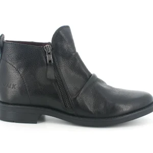 Melluso tronchetti in pelle nera con 2 zip
