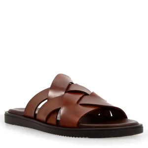Sandalo artigianale elegante da uomo in pelle marrone