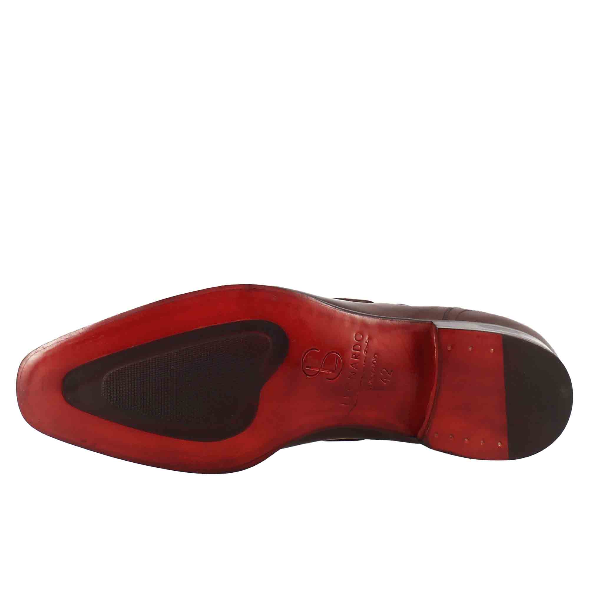 Mocassino con nappine da uomo in pelle colore marrone con punta squadrata - immagine 7