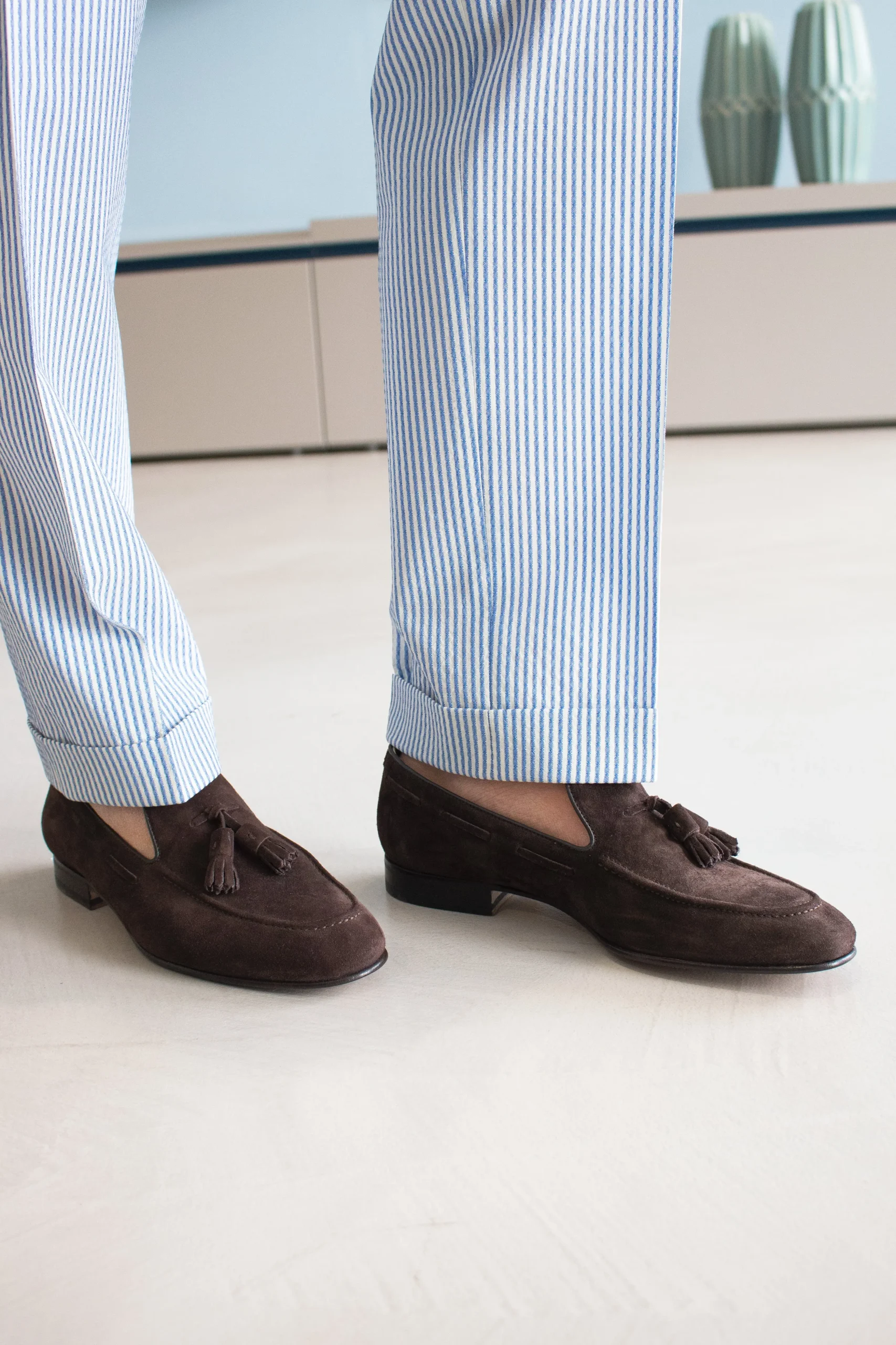 4208 Tassel Loafers Camoscio GoRain Blu - immagine 7