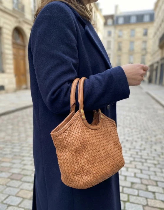 Borsa a mano in pelle intrecciata BAHD49854 - cuoio - immagine 3