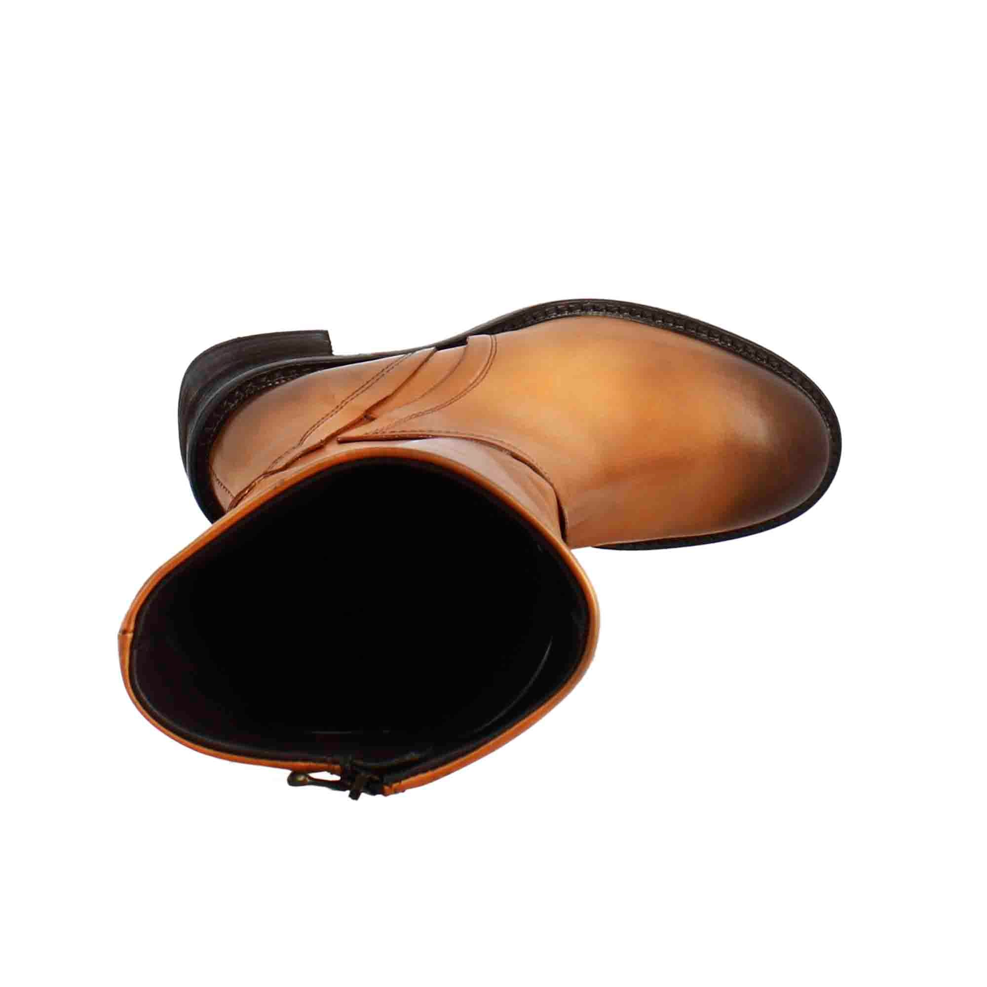 Stivale diver altezza polpaccio da donna con tacco in pelle lavata colore cuoio scuro - immagine 7