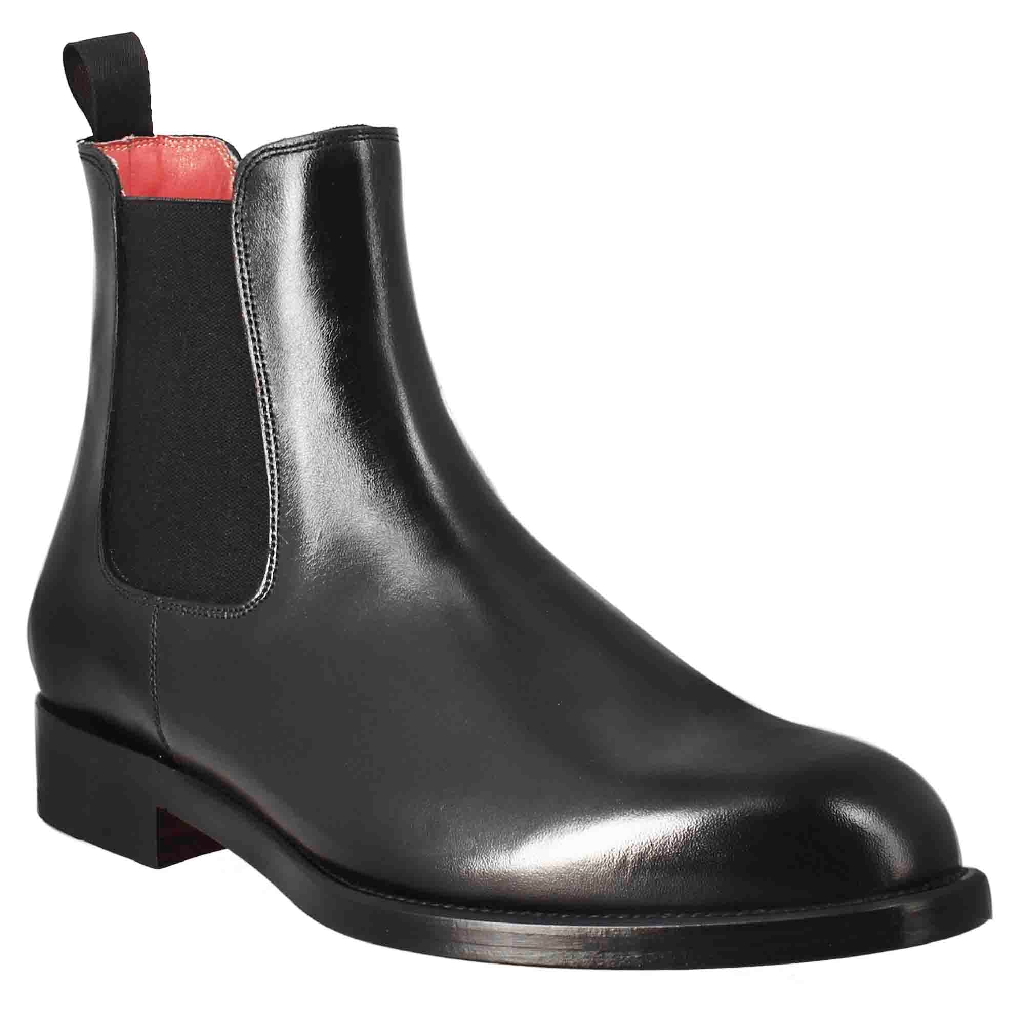 Stivaletto chelsea da uomo in pelle colore nero con elastico - immagine 2