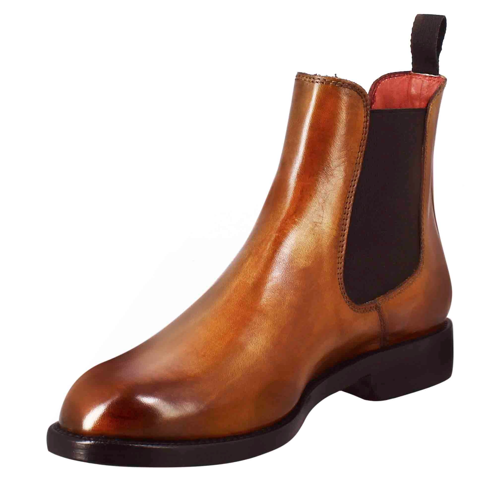 Stivaletto chelsea da donna liscio in pelle colore marrone chiaro - immagine 5