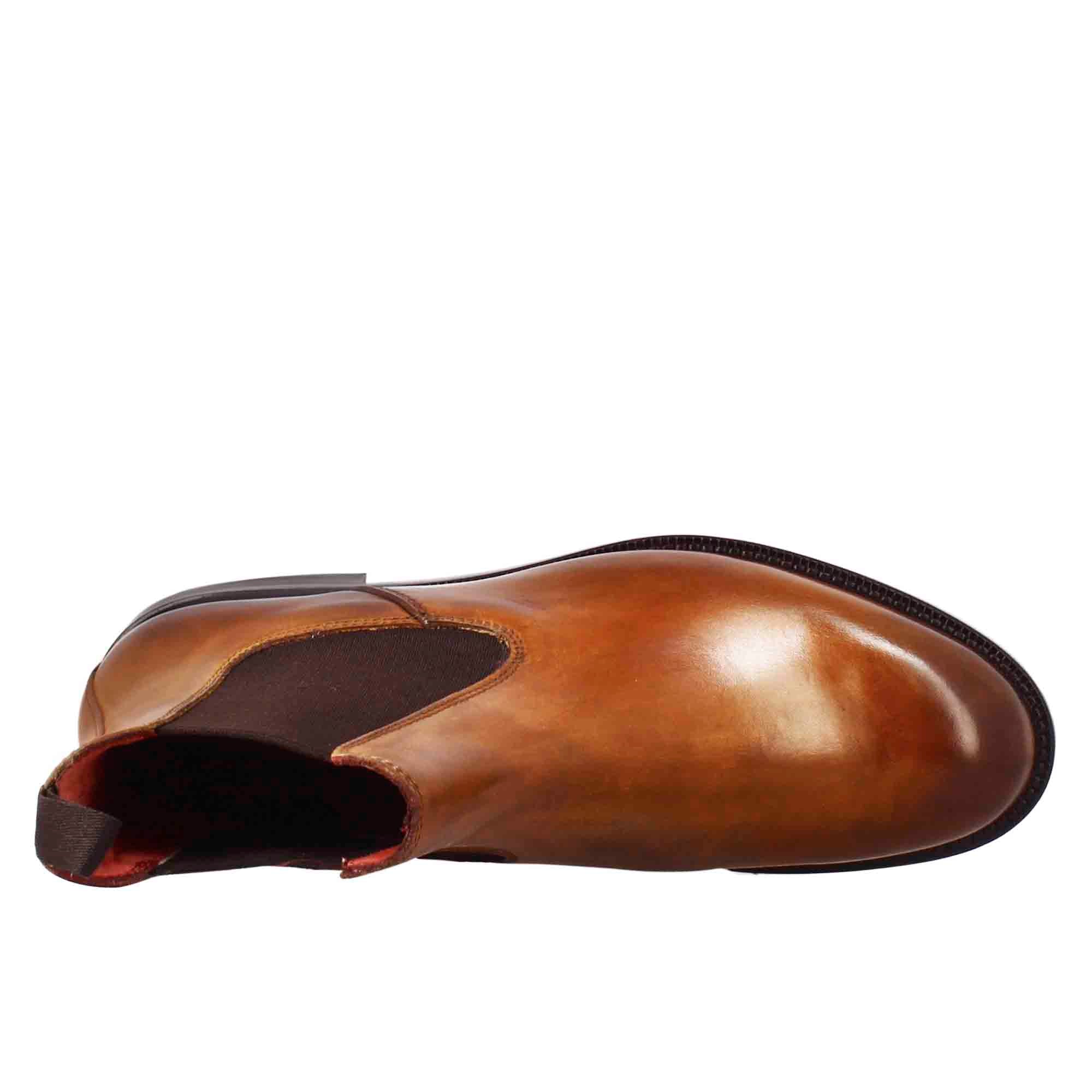 Stivaletto chelsea da donna liscio in pelle colore marrone chiaro - immagine 6