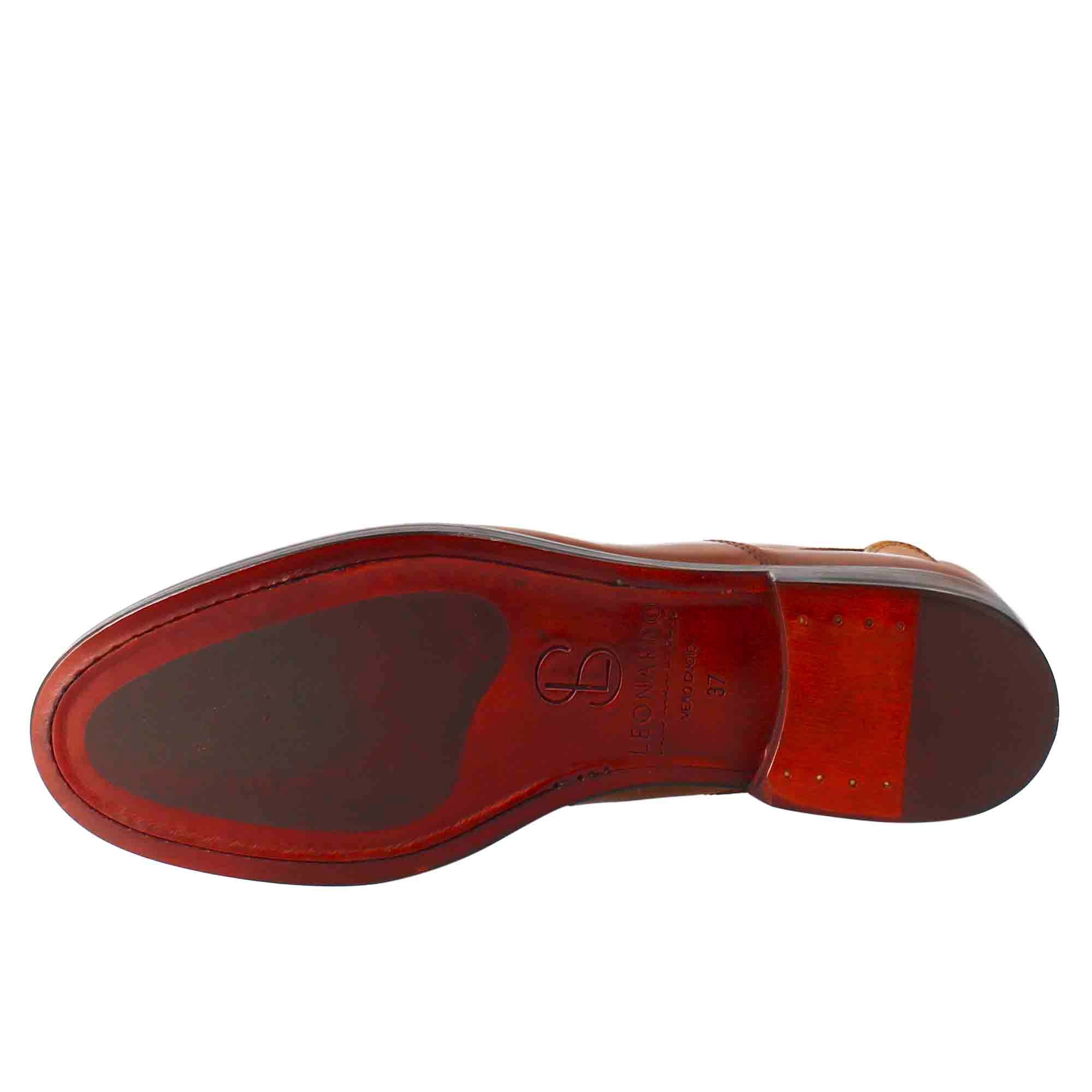 Stivaletto chelsea da donna liscio in pelle colore marrone chiaro - immagine 7