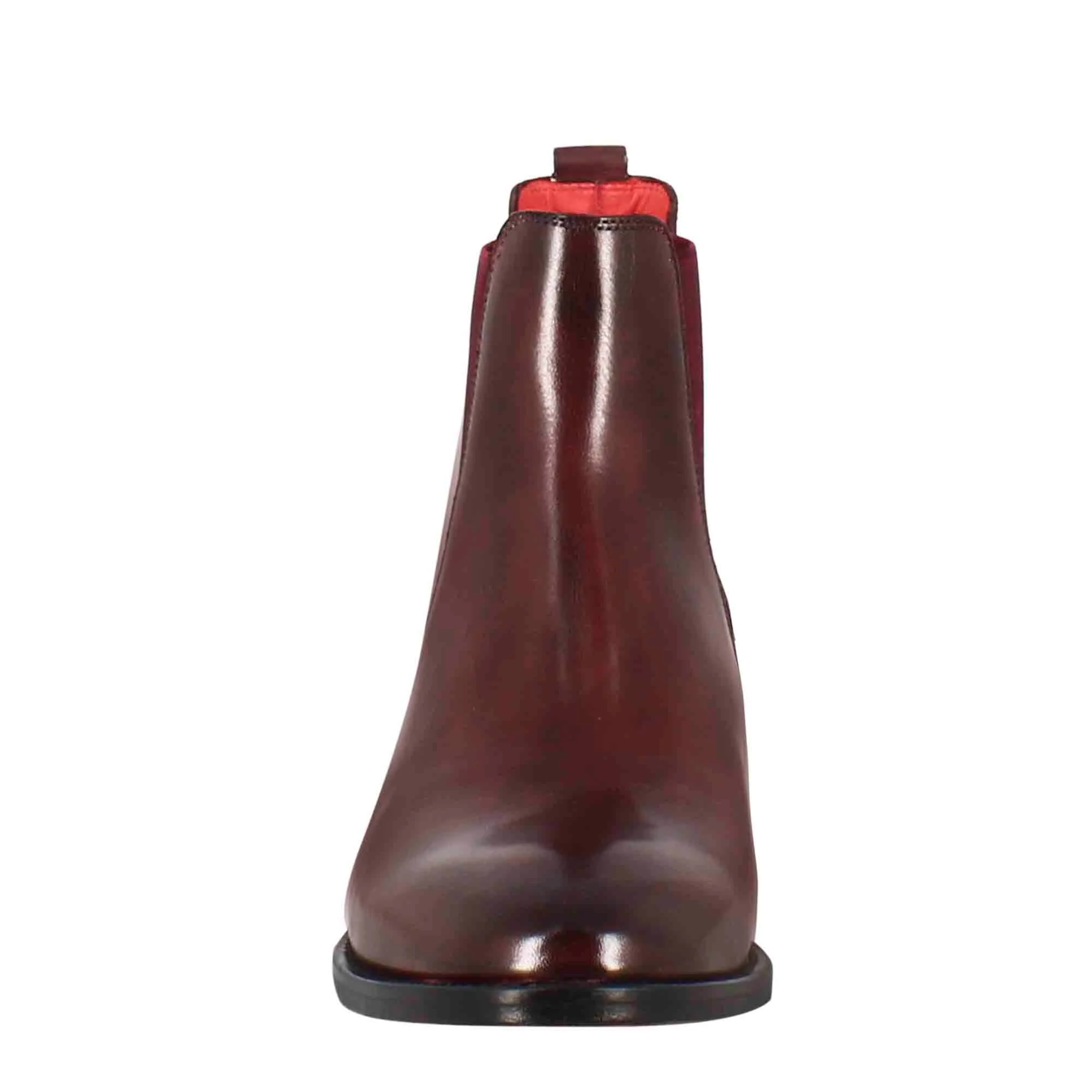 Stivaletto da donna chelsea liscio con tacco medio in pelle colore bordeaux - immagine 4
