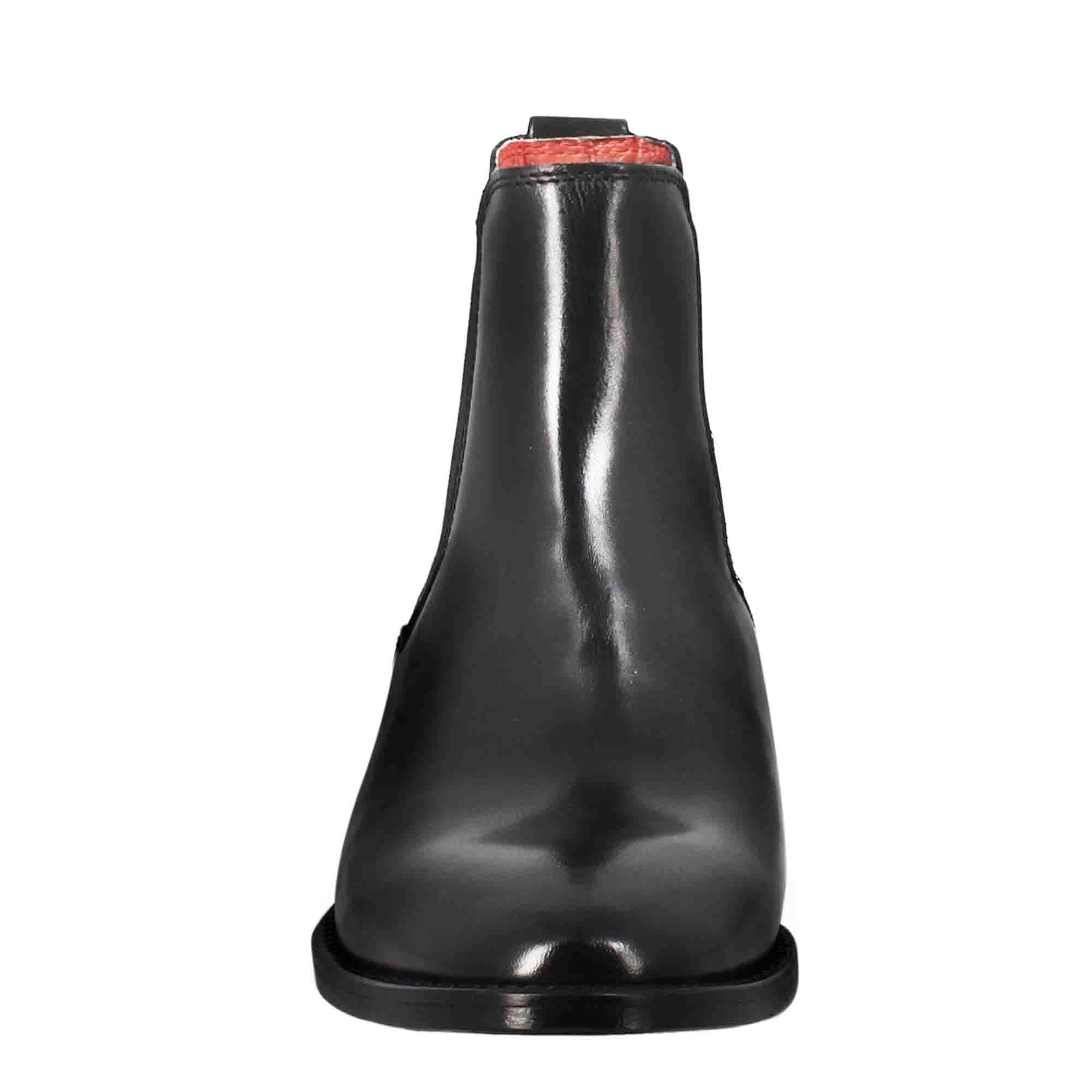 Stivaletto da donna chelsea liscio con tacco medio in pelle colore nero - immagine 4