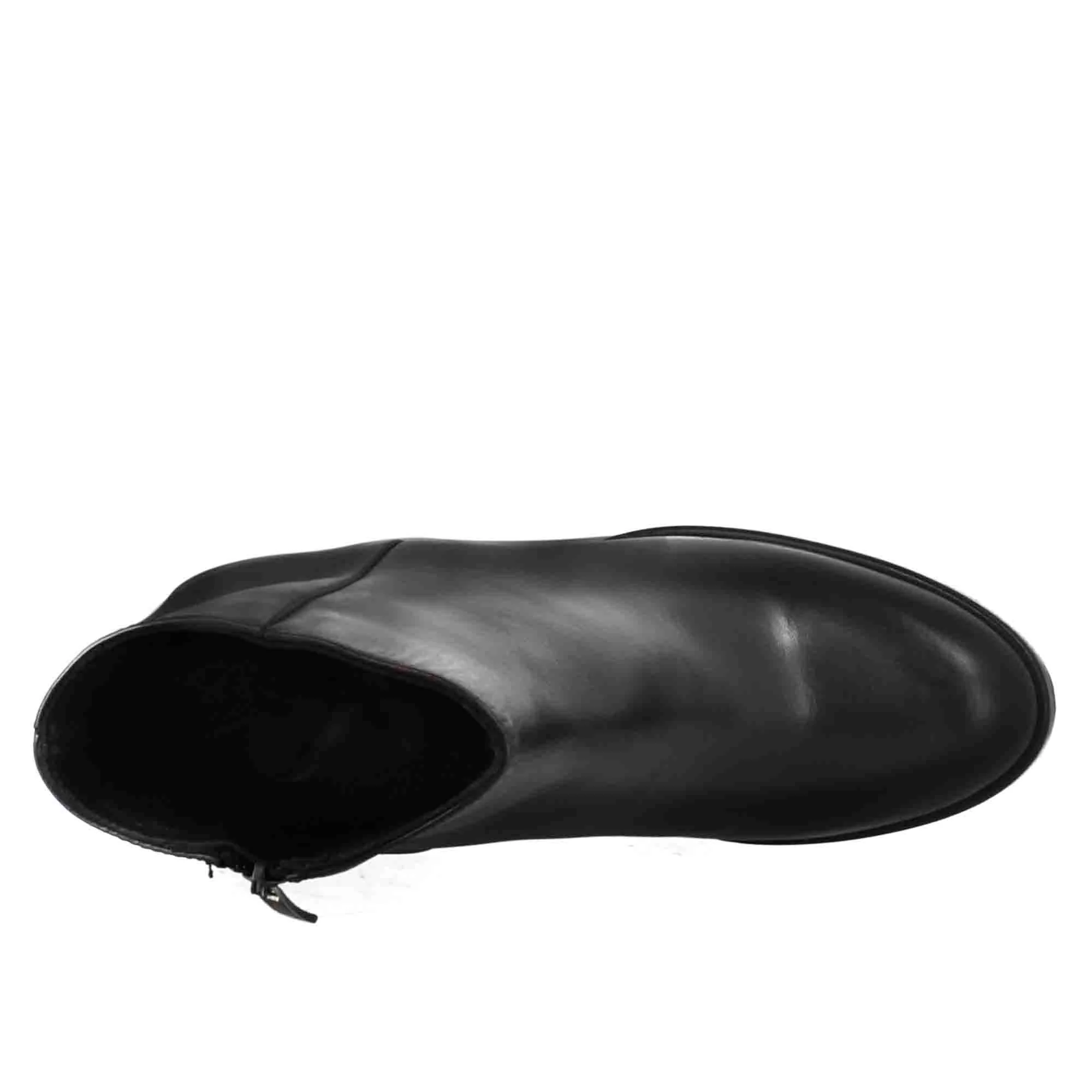 Stivaletto da donna liscio con tacco alto in pelle colore nero - immagine 6