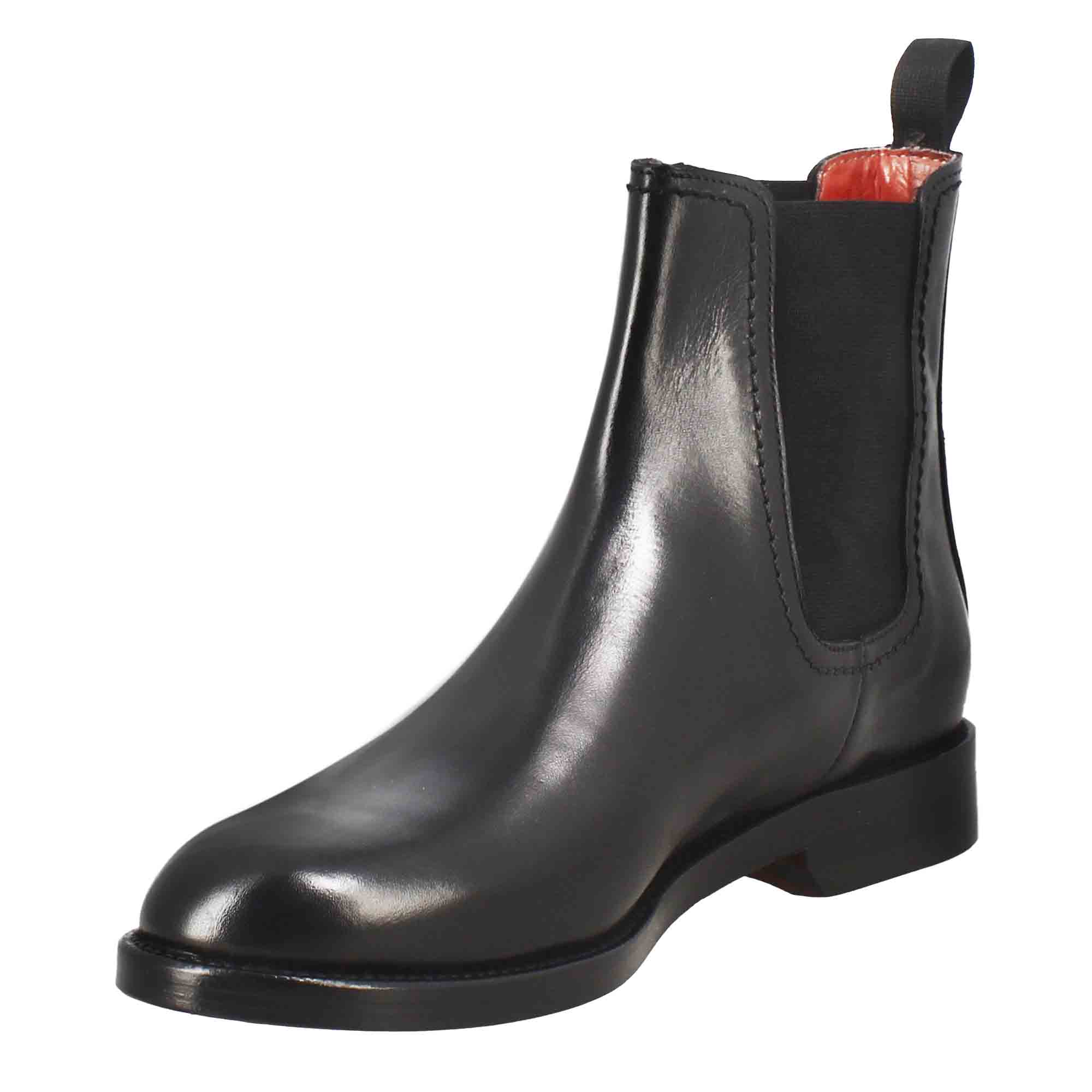 Stivaletto da donna liscio con tacco basso in pelle liscia colore nero con fibbia laterale - immagine 5