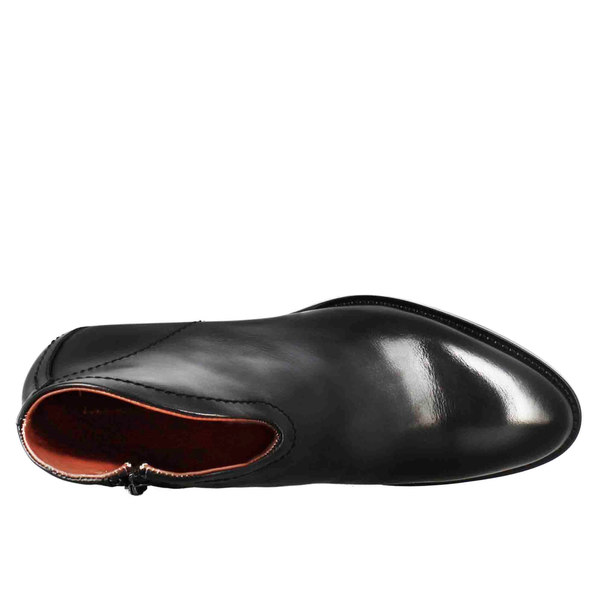 Stivaletto da donna liscio con tacco medio in pelle colore nero - immagine 7