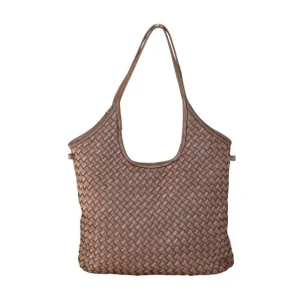 Borsa a spalla in pelle intrecciata - BAVM47852 taupe