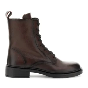 CafèNoir Anfibi Stringati Donna in Pelle Martellata Testa Moro