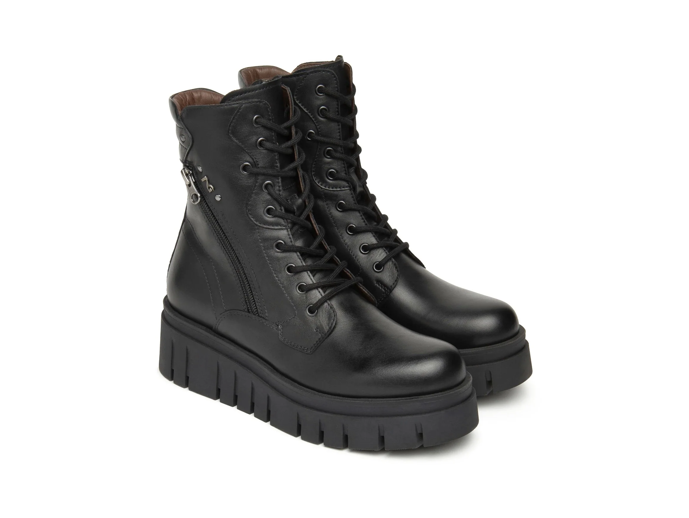 NeroGiardini Anfibi Platform Donna Invernali in Pelle Nera - immagine 3