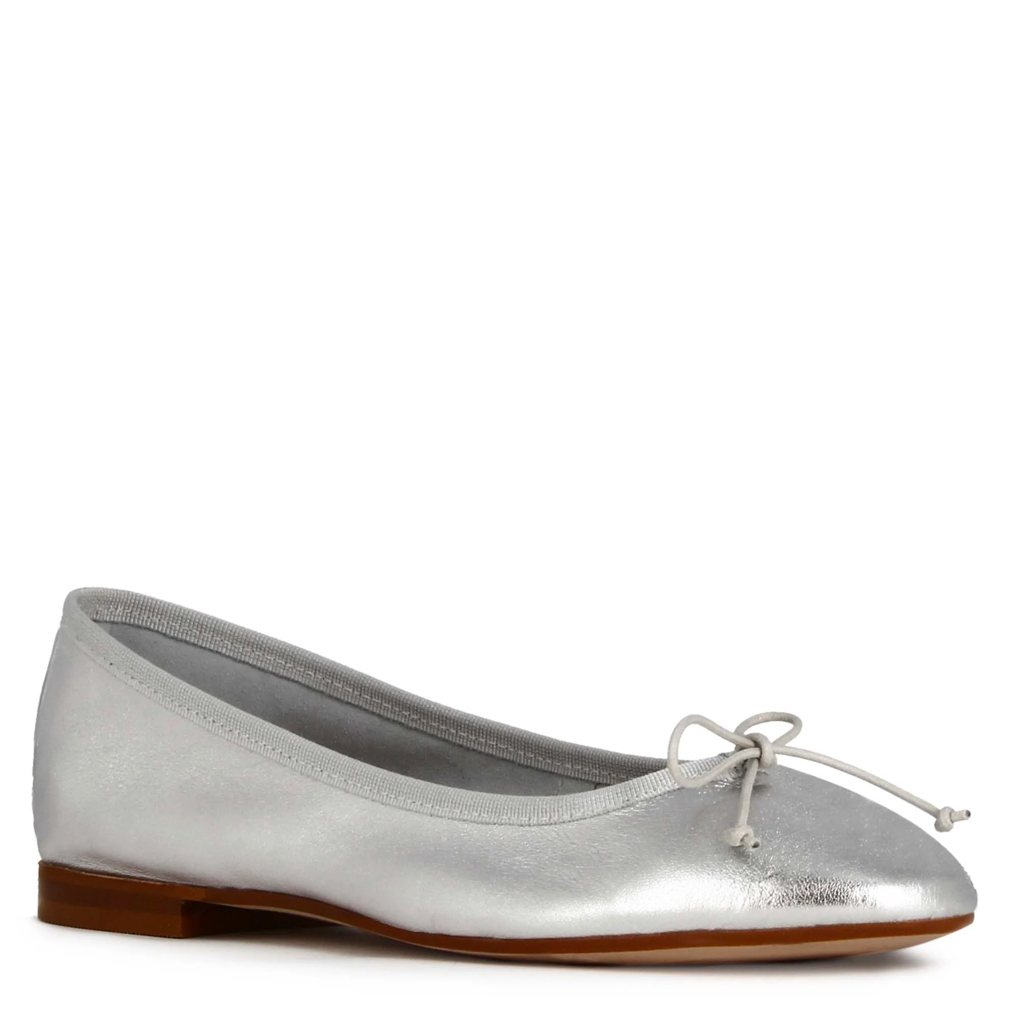 Ballerina classica da donna in pelle laminata colore argento - immagine 2