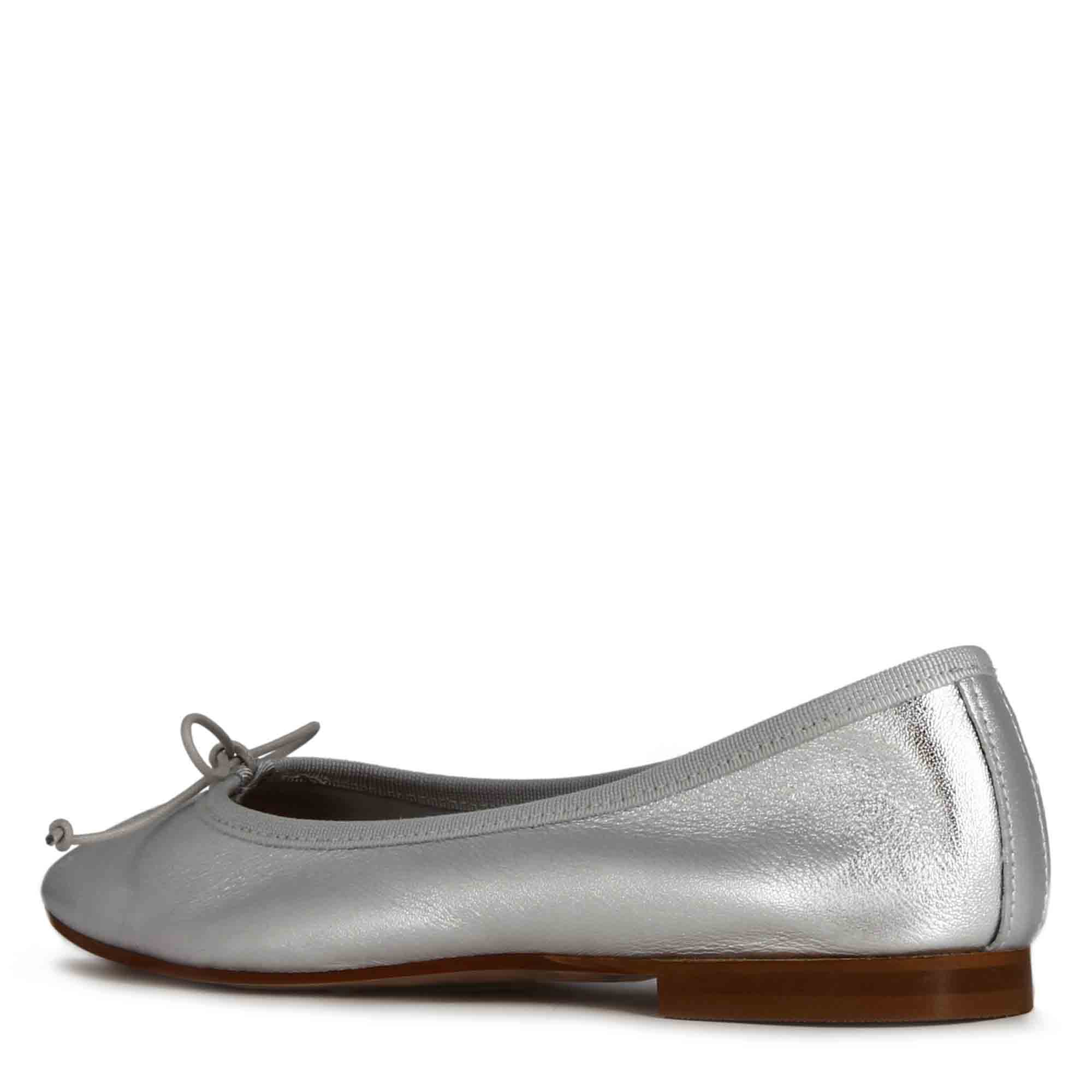 Ballerina classica da donna in pelle laminata colore argento - immagine 6