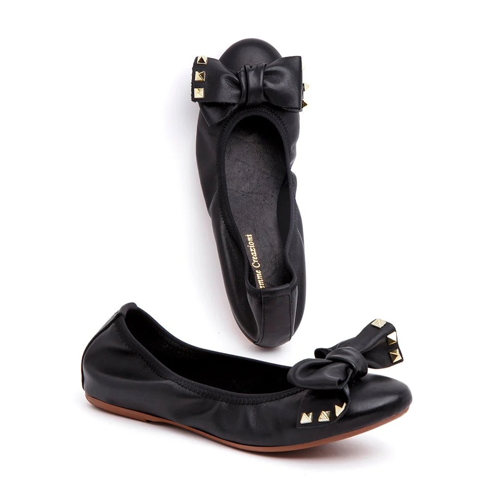 Ballerina in nappa con maxi fiocco e borchie. - immagine 6