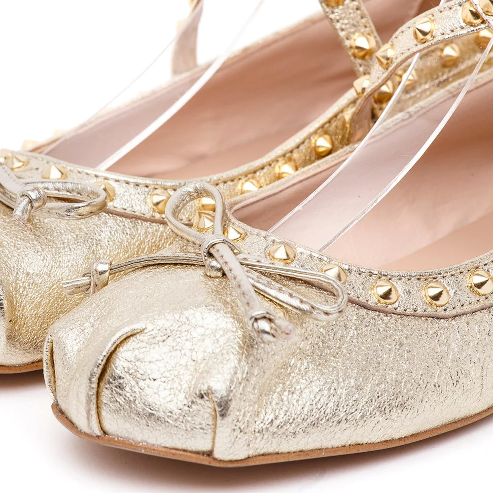 Ballerina in nappa laminata con borchie. - immagine 3