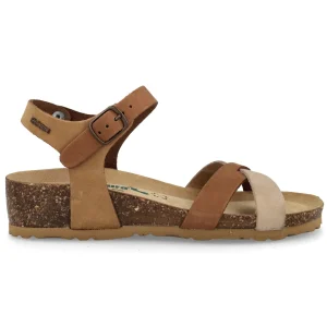 BioNatura Sandalo Donna Fregene Nabuk Multi Tortora Zeppa