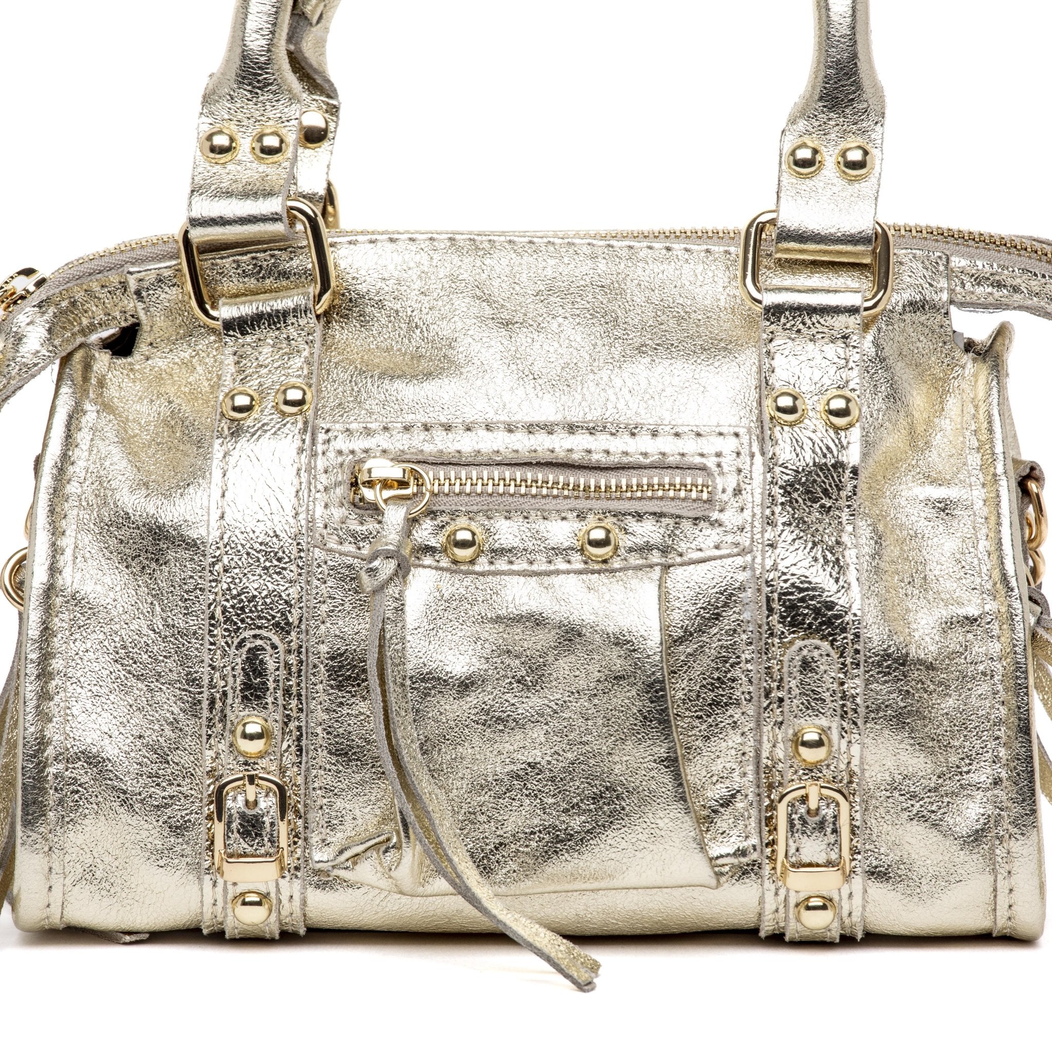 Borsa a bauletto city in pelle laminata platino. - immagine 3