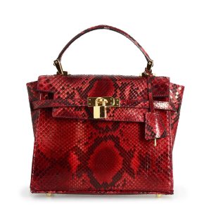 Borsa a mano con tracolla da donna artigianale in pelle pregiata rossa