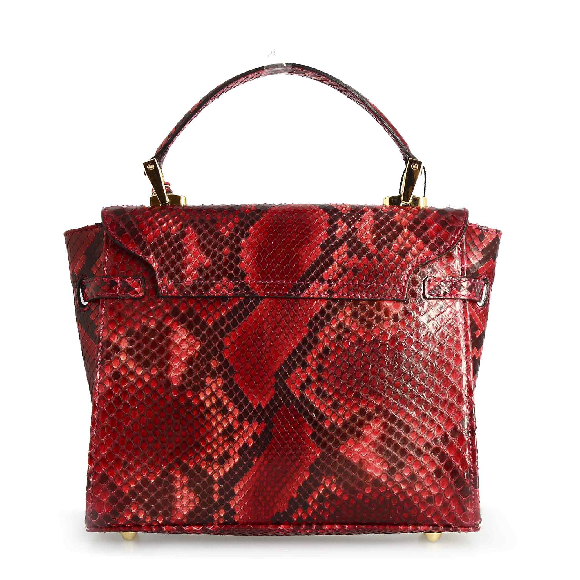 Borsa a mano con tracolla da donna artigianale in pelle pregiata rossa - immagine 4