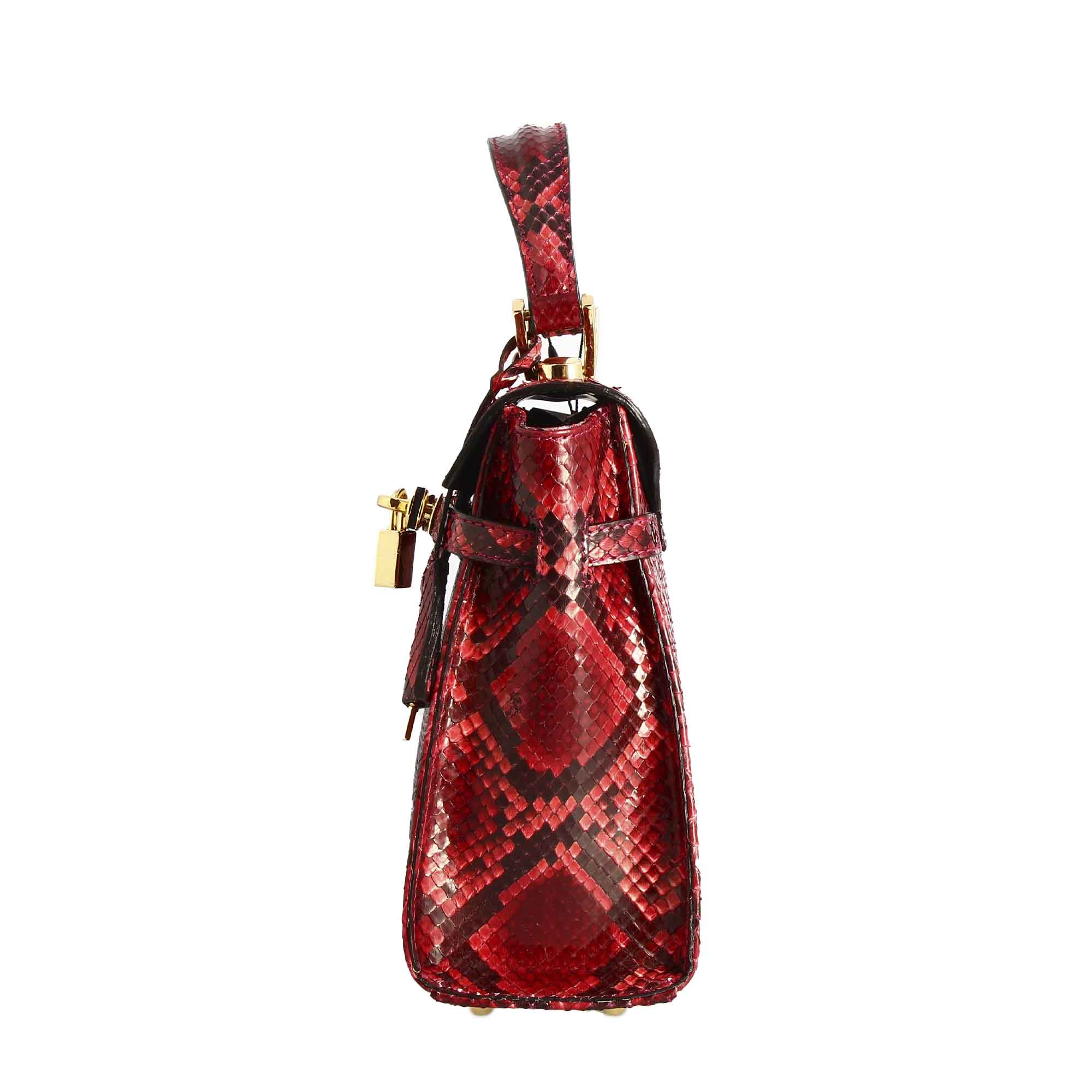 Borsa a mano con tracolla da donna artigianale in pelle pregiata rossa - immagine 3