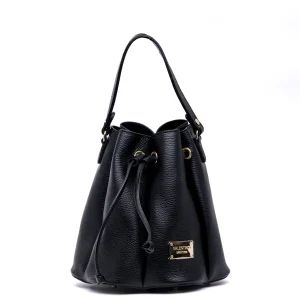 Borsa a secchiello in vitello nero.