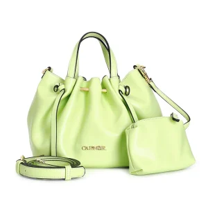 CafèNoir Mini Borsa a Secchiello Verde Lime con Pochette