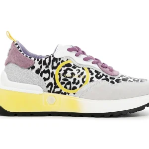 CafèNoir sneakers tessuto animalier e camoscio