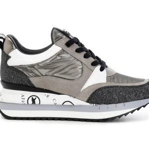 CafèNoir sneakers zeppa tomaia glitter e suede