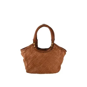 Borsa a mano in pelle intrecciata BAHD49854 - cuoio