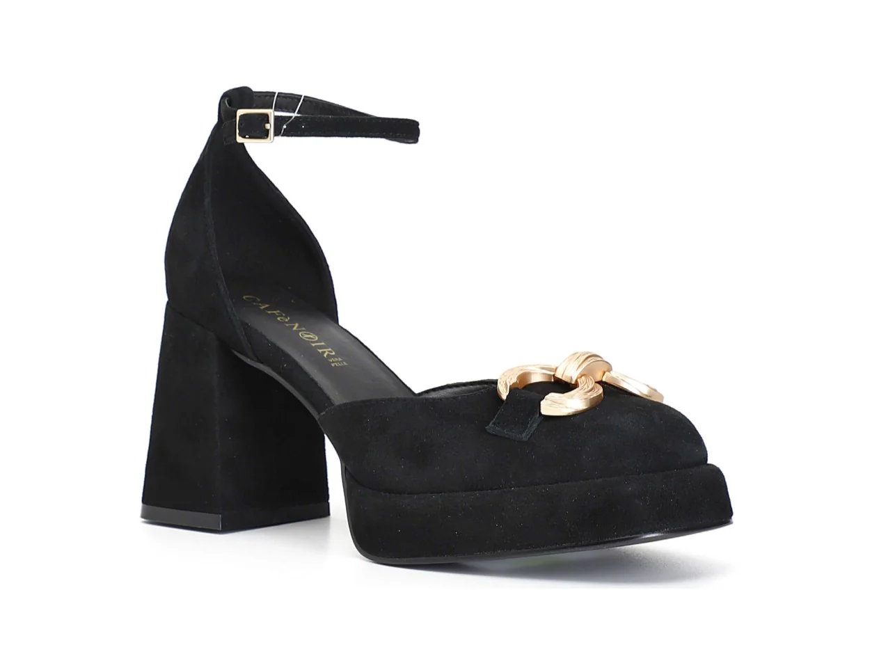 CafèNoir Décolleté Platform Cinturino Caviglia Tomaia Camoscio - immagine 3