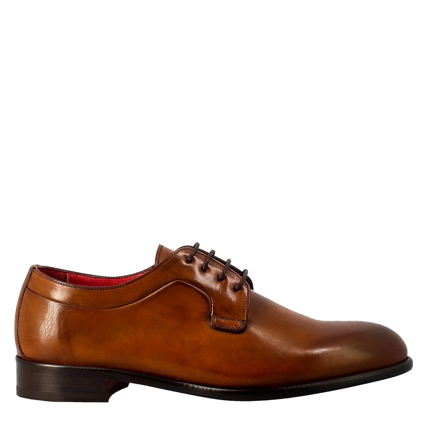 Derby marrone elegante da uomo in pelle liscia - immagine 3