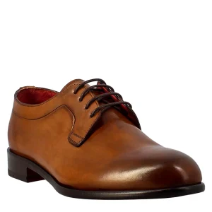 Derby marrone elegante da uomo in pelle liscia