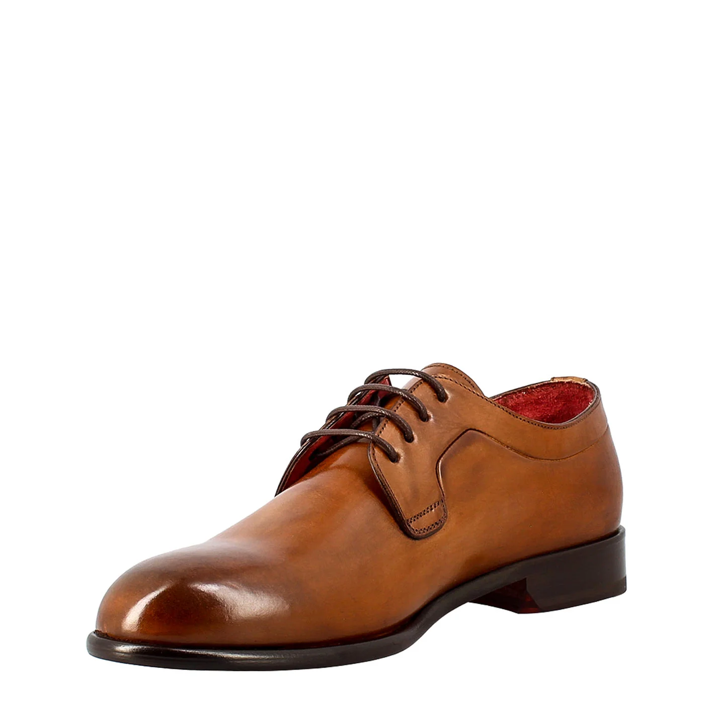 Derby marrone elegante da uomo in pelle liscia - immagine 5