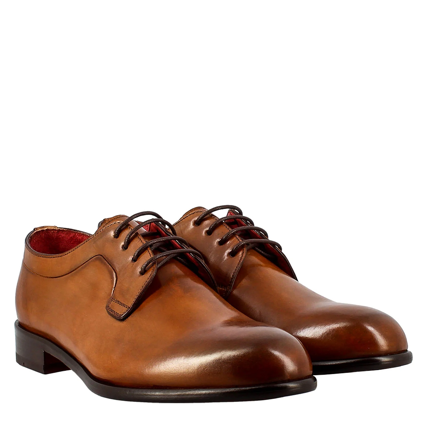 Derby marrone elegante da uomo in pelle liscia - immagine 8