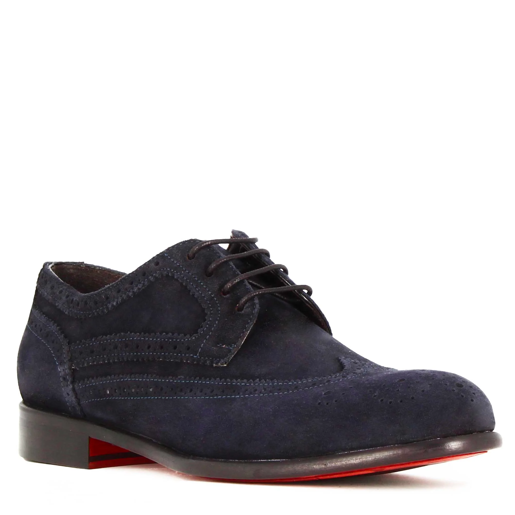Derby elegante da uomo in pelle scamosciata colore blu - immagine 2