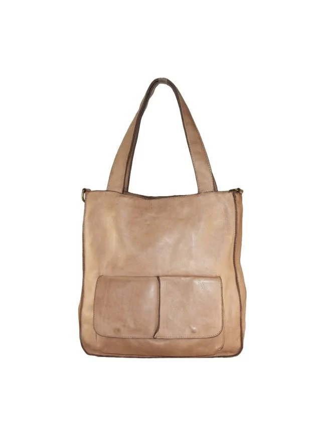 Borsa a spalla in pelle - BAUN55 taupe - immagine 2