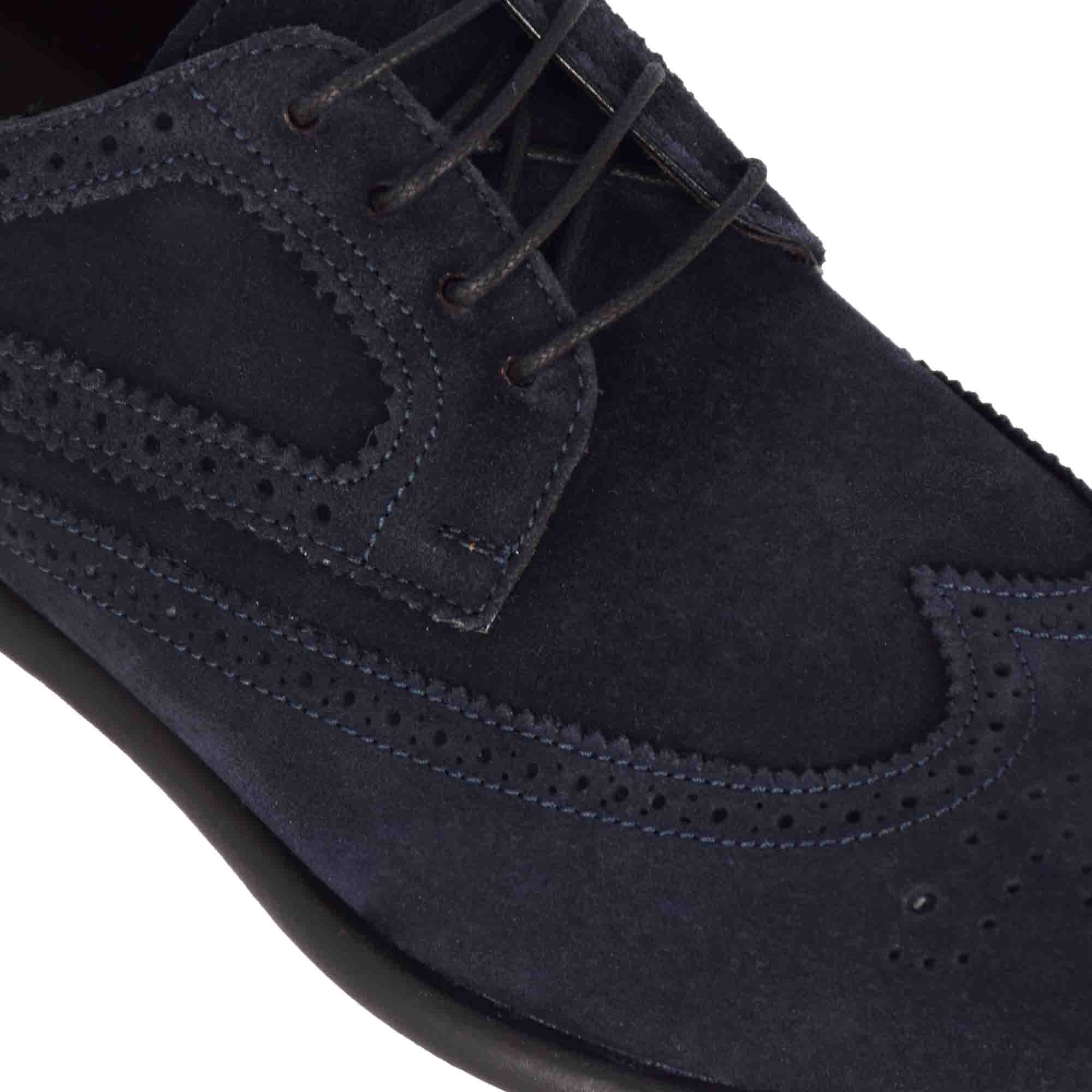 Derby elegante da uomo in pelle scamosciata colore blu - immagine 5