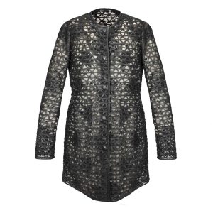 Giacca in pelle intrecciata da donna colore nero fatta a mano