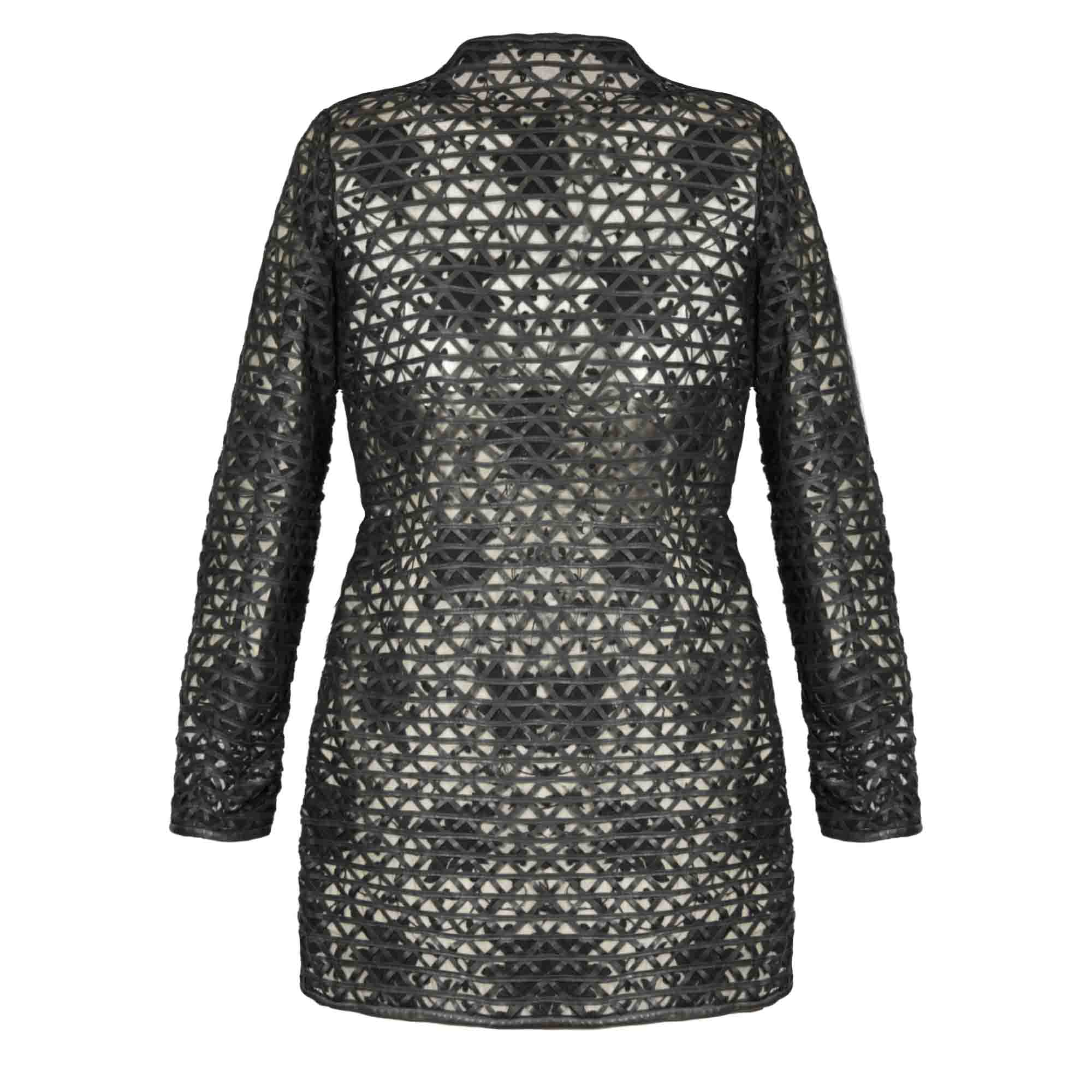 Giacca in pelle intrecciata da donna colore nero fatta a mano - immagine 4