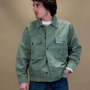 Camicia Fatigue Herringbone Hand Paint