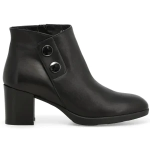 Melluso Stivaletto Elegante Nero in Pelle con Tacco e Bottoni
