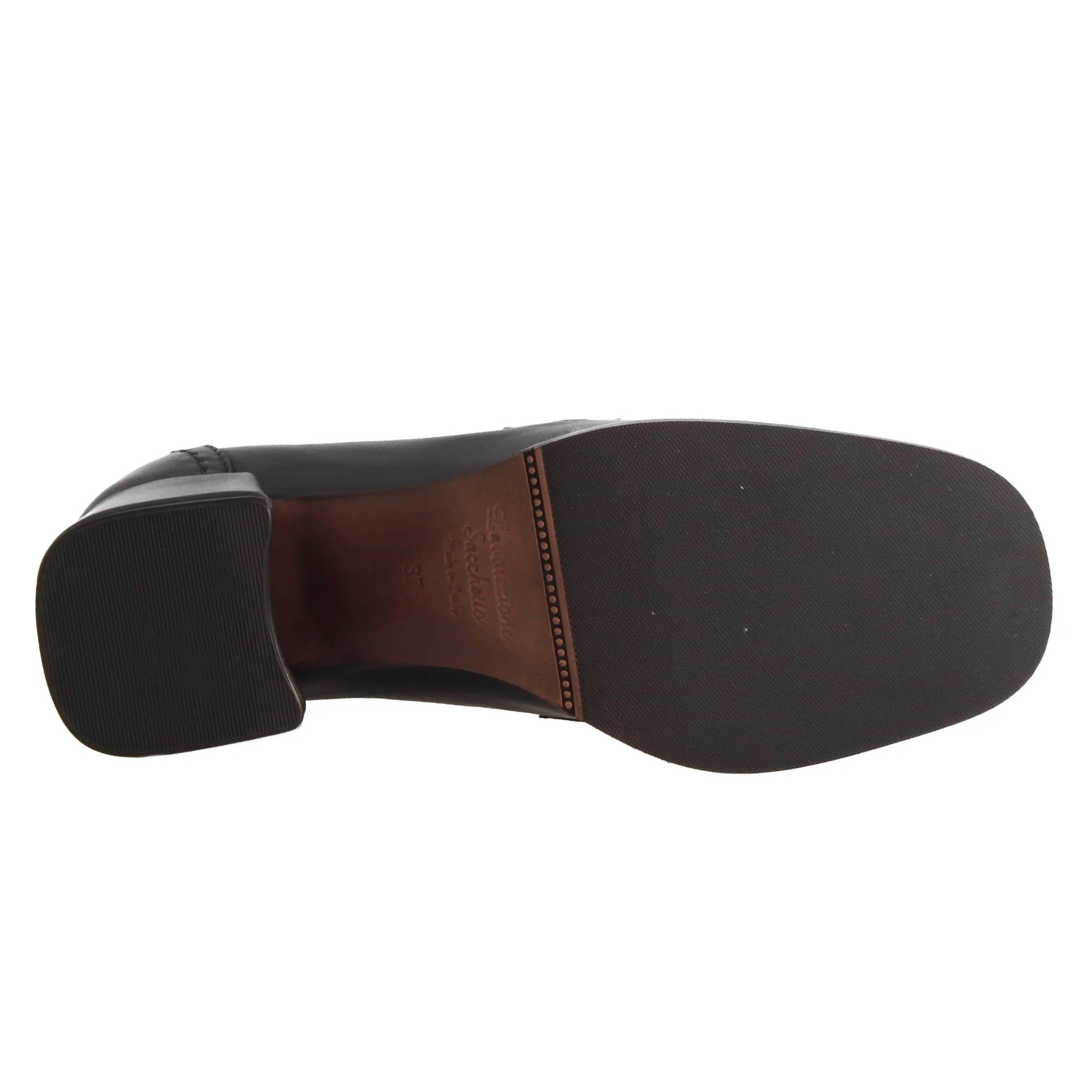 Mocassino tacco alto da donna in pelle colore nero con morsetto - immagine 6