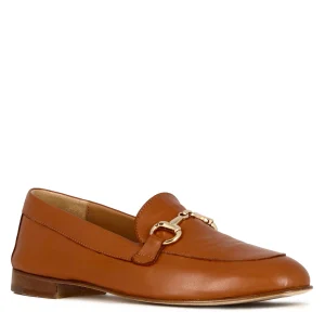 Mocassino classico da donna con morsetto in pelle colore marrone