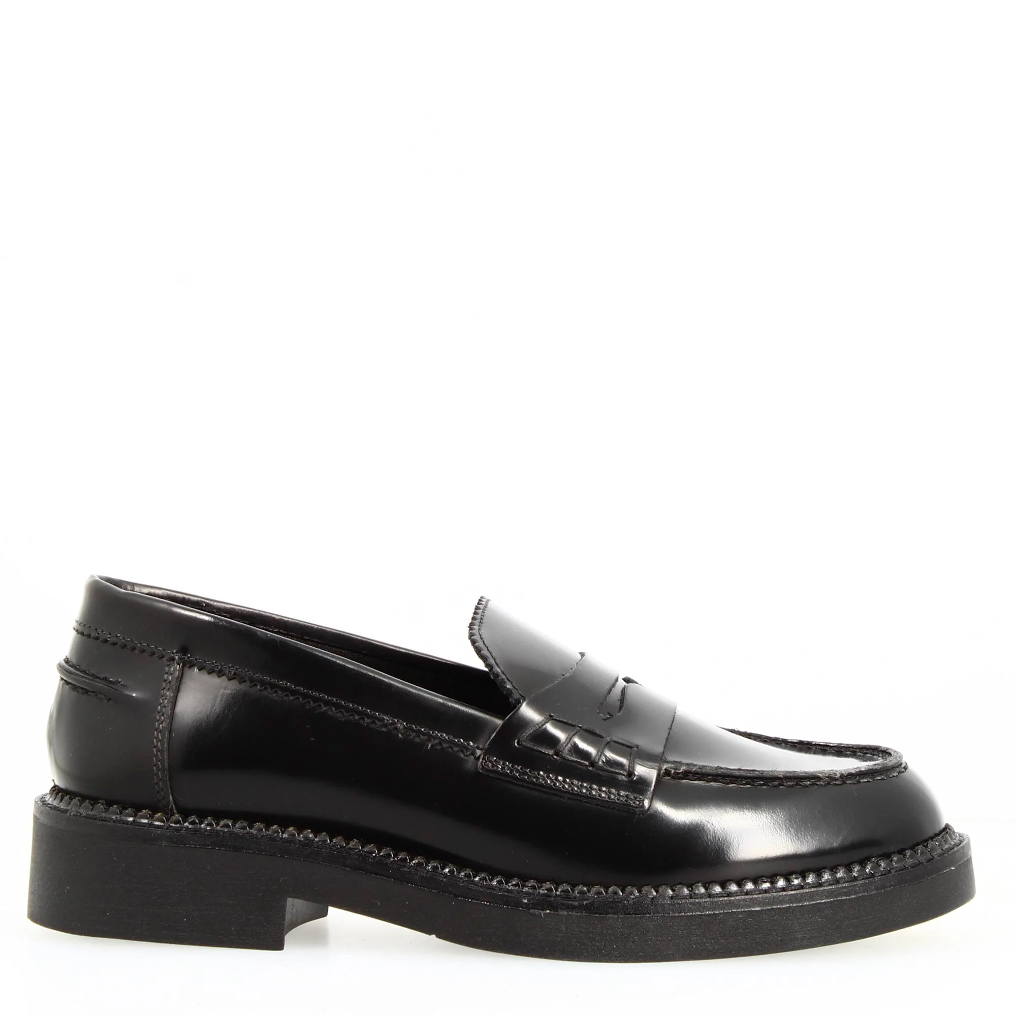 Mocassino da donna fondo robusto in pelle spazzolata nero - immagine 5